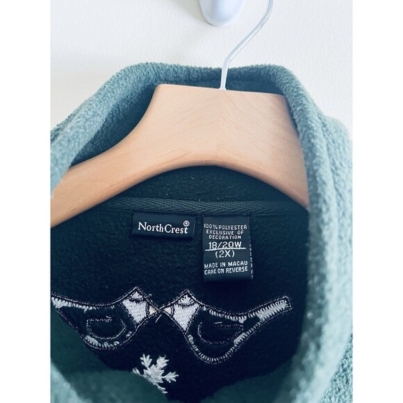 Northcrest vintage fleece‎ pullover Christmas sweater size 2X holiday Appliqué - Picture 3 of 3